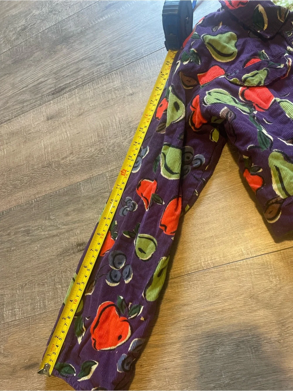 Vintage Kids Purple Fruit Corduroy Cropped Jacket - Lightweight Coat
